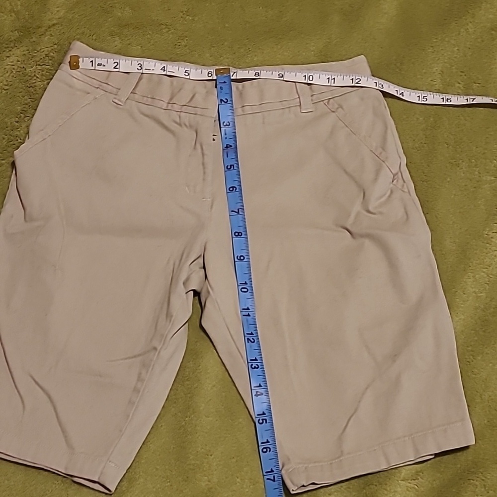 Nautica Girl Tan Khaki School Uniform Shorts Grow With Me Extended Button Waist - Picture 3 of 5
